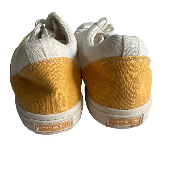 TORY BURCH Yellow White Canvas Sneakers Size 10.5 - Picture 10 of 10